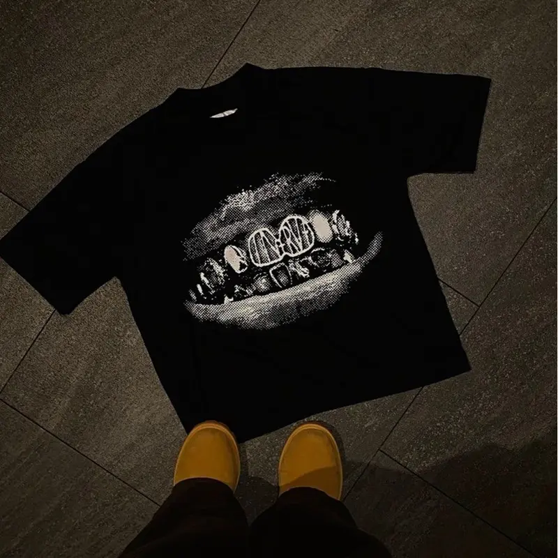GRILLZ 2SIDES SHIRT GRAPHIC TEE  Black Cropped Crewneck T Shirt, Unisex Cotton Graphic Shirts, Fashion Casual Couple Hip Hop Short Sleeve Tee, Best Gifts, Unisex T-Shirt, Gifts For Him Her, Short Sleeve Tee Shirt, Gift