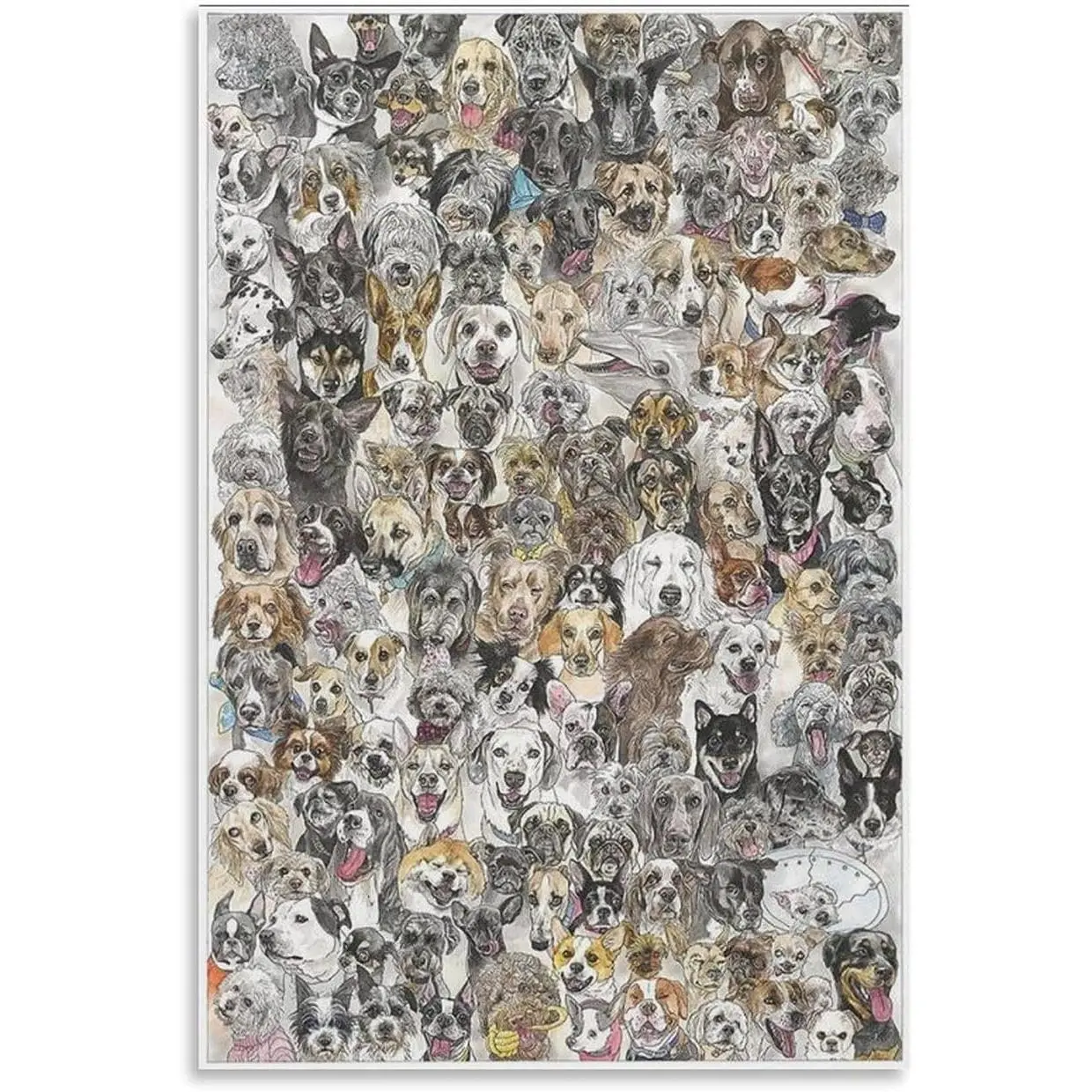 GAUSKY 2025 Dopamine Decor Unframed Dog Breed Illustrated Poster - Sketched Canine Faces Print, 8x12in(20x30cm) Home Supplies for Pet Training School, Vibrant Wall Art for Balcony, Kid Room & Wardrobe Ornaments, Bedroom Decor