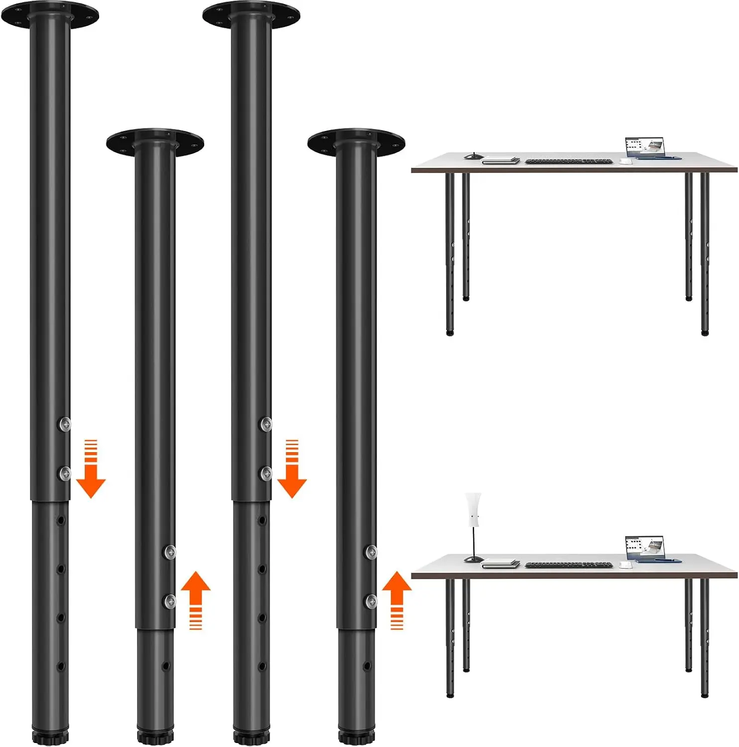Adjustable Furniture Leg Set 32~51 Inch, Adjustable Metal Table Leg
