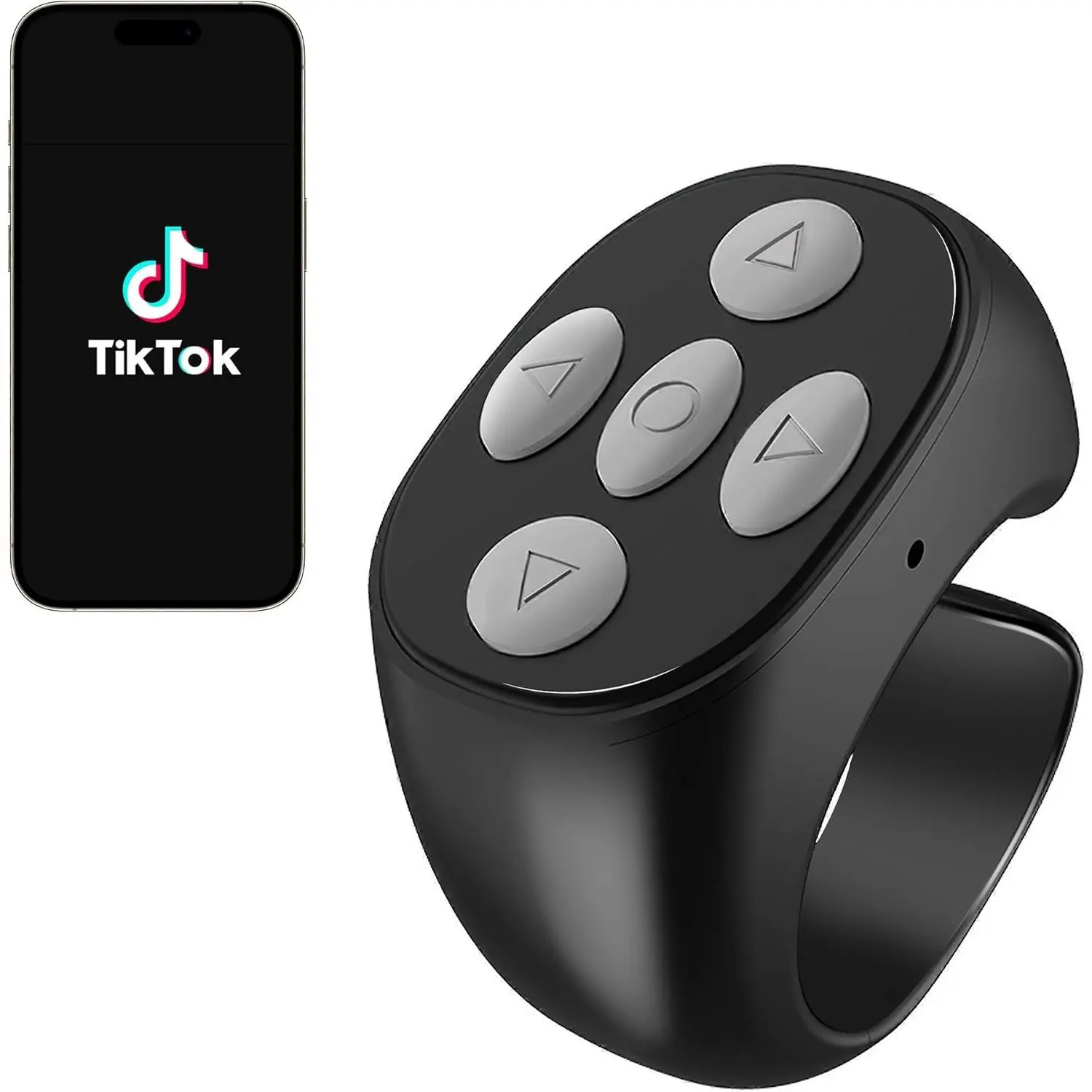 P-RDC012 Unisex Wireless 1-Size Plastic Finger Scroller, Ergonomic Cordless Bluetooth Smartphone Camera Accessory for Adults’ Cooking & Yoga, Hands-Free Comfortable Viewing, Compatible with iPhone & Android (Black)