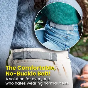 BeltPro For Women No Buckle Elastic Belt — Fits 1 Inch Belt Loops, Easy To Use Invisible Adjustable