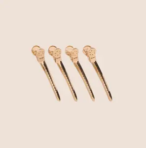 L'ANGE HAIR - Precision Metal Claw Clips 4-Pack- Slim Shape, Extra Strong Hold, Non-Slip Hair Clips, Metallic Styling Tool for Parting & Styling Control