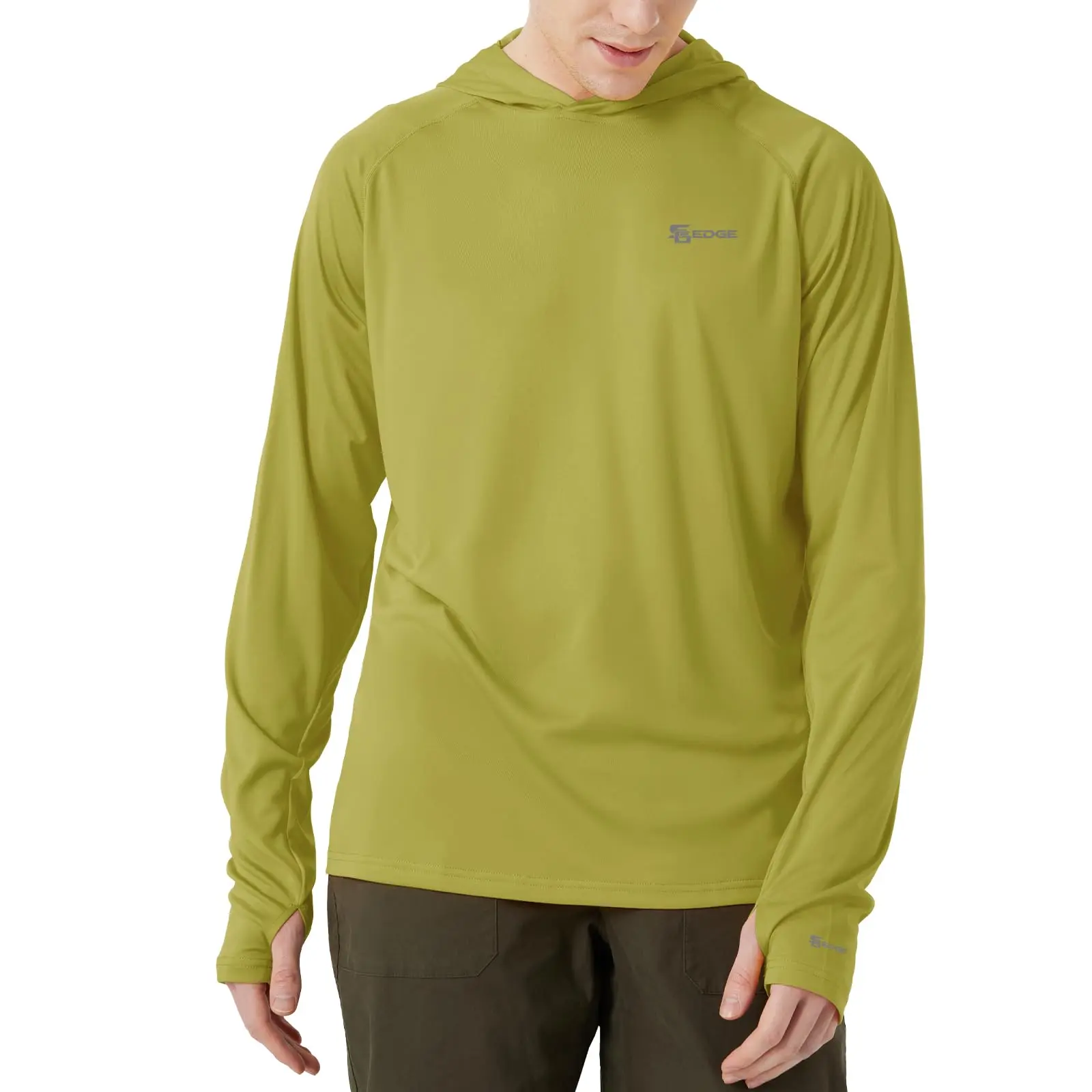 SG Edge UPF 50 Sun Protection Long Sleeve UV Shirts For Men Fishing Shirt Swimming Shirt Outdoor and Hiking Shirt Men's Rash Guard UV Long Sleeve Clothing For Men SPF 50 Green (Camisa con protección solar y capucha)
