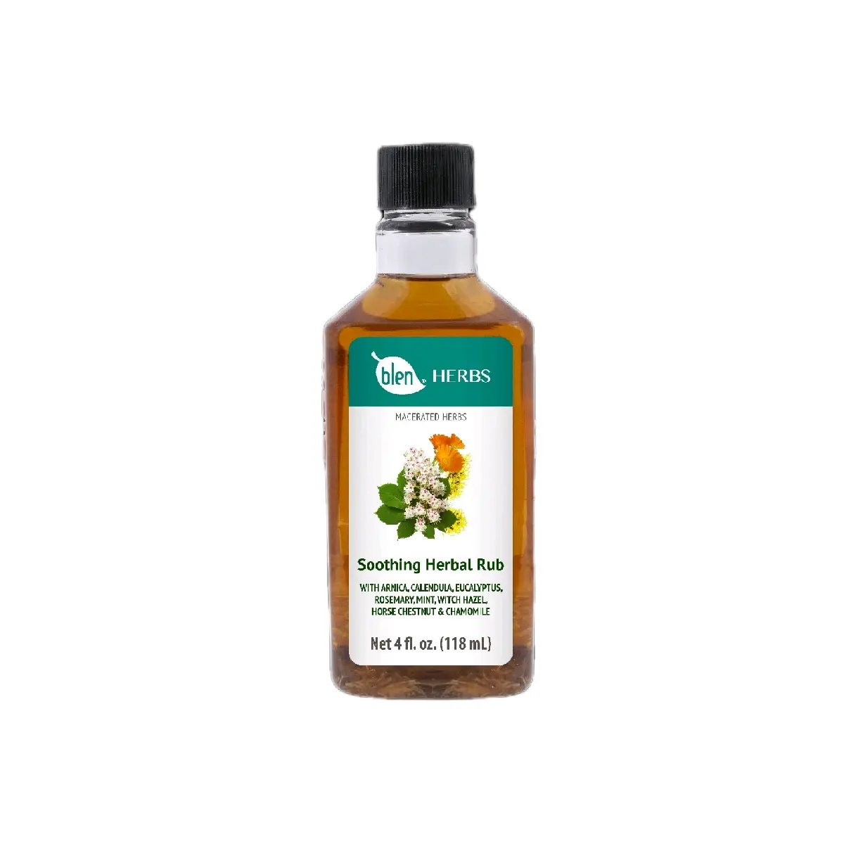 Blen Soothing Herbal Rub Body Oil Comfort Care with Arnica, Calendula, Eucalyptus, and More, 118ml - Chamomile