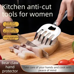 2PCS Beginner-friendly kitchen chopper, bone cutter, meat slicer, stainless steel hand guard, heat-resistant cutting fork, meat shredder, and slicer.