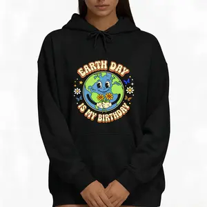 Celebrate Earth Day Birthday in Style – Cute Planet Earth Long Sleeve Hoodie
