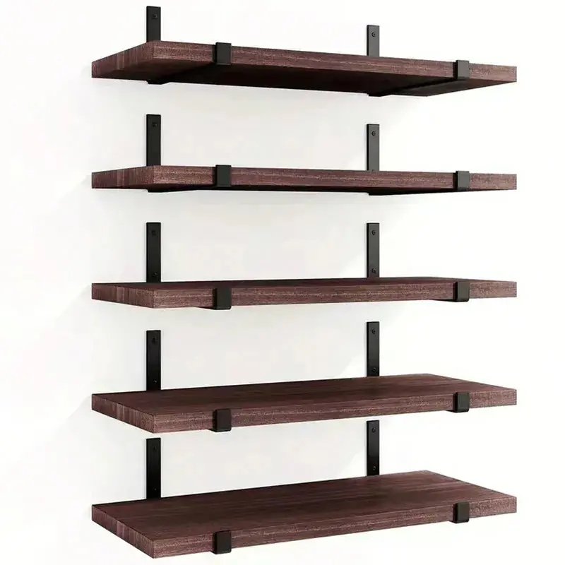 5PCS Equal Length Floating Wall Shelves, Christmas Room Decor Display Shelf for Home Organization, Ideal for Bedroom Living Room Study
