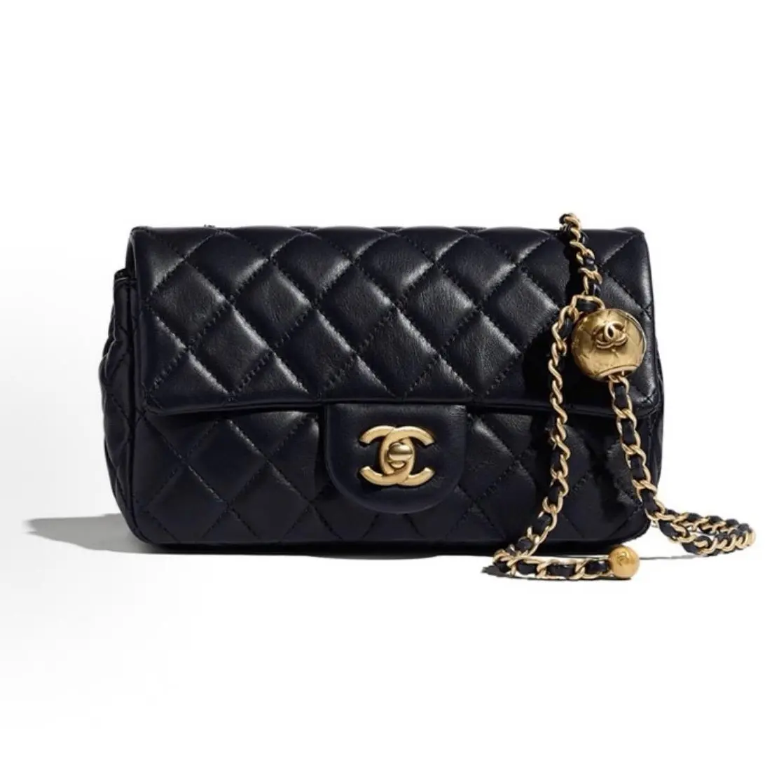 Pre-owned CHANEL 26C Black Gold Hardware Classic Flap Large Mini Gold Bead Chain Chip Version 2604441