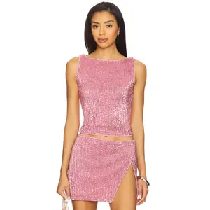 Lovers and Friends Selma Top in Light Pink Sequin