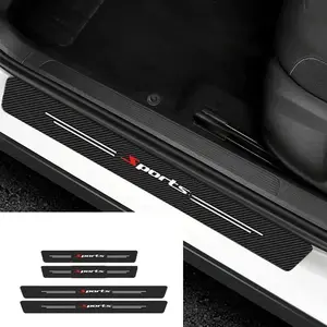 4PCS/5PCS Sport Carbon Fibre Threshold Protection Strip Universal Anti-scratch and Anti-collision Door Decorative Strip Sticker Car Decals Car Door Trim Sticker