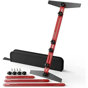 Stair Tread Template Tool - Solid Stair Tread Gauge, Stair Tools for Stair Measuring Tool Stair Gauge Jig Stair Template Stair Step Tool Shelf Template Projects (Red-Gray)