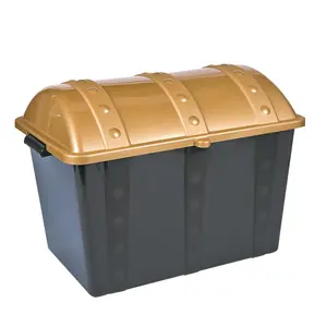 19" x 11" Black & Gold Plastic Treasure Chest Prize Container 19" x 11" Black & Gold Plastic Treasure Chest Prize Container