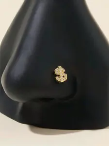 Sparkling Rhinestone Dollar Sign Nose Ring, Nose Piercing Jewelry, Unique Style Accessory for Daily Wear, Eye-Catching Design with Shimmering Details