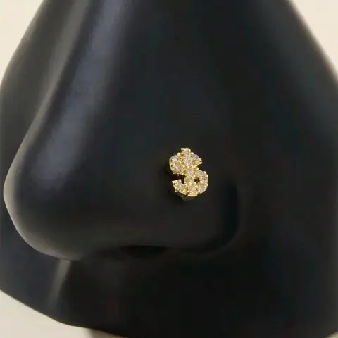 Sparkling Rhinestone Dollar Sign Nose Ring, Rhinestone Nose Rings, Nose Piercing Jewelry, Chic Body Jewelry, Unique Style Accessory for Daily Wear, Eye-Catching Design with Shimmering Details