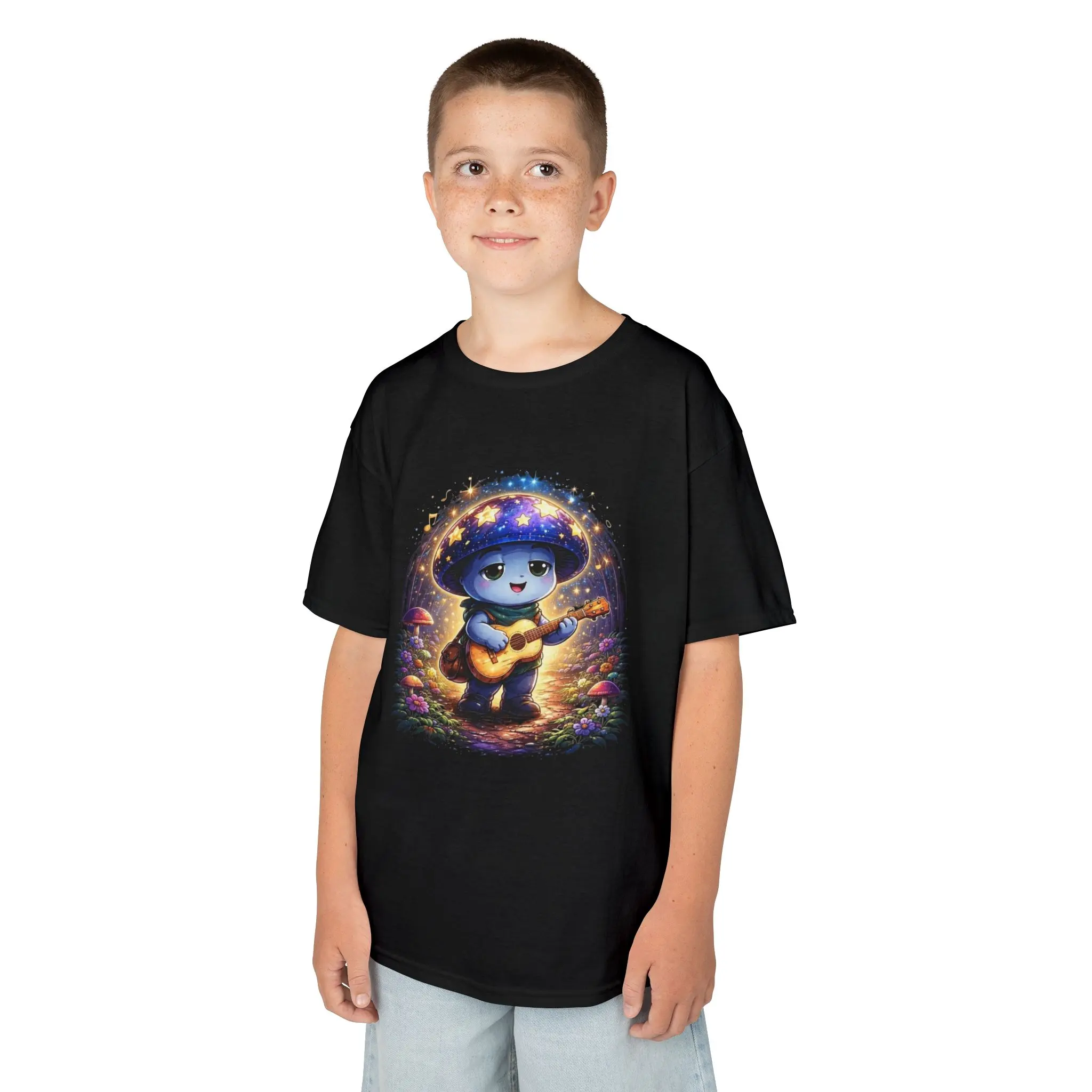 Mellow Music Shroomie T-Shirt | Cute Mushroom Shirt |  Young Adults Fantasy Tee | Lil' Shroomies Cottage core Shirt | Guitar Lover Gift