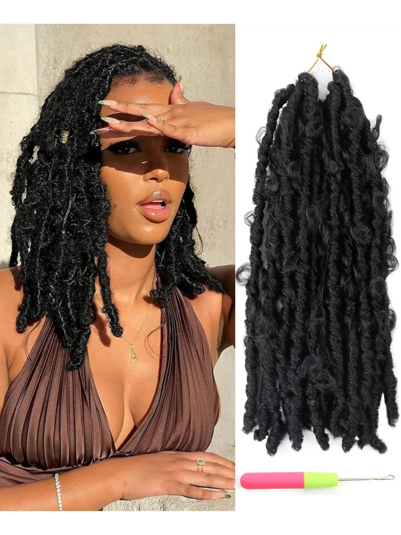 Women's European Style Synthetic Fiber Braided Hair Extensions, Butterfly Curved Hook Needle Fake Hair, Durable & Natural Look, Synthetic Braids