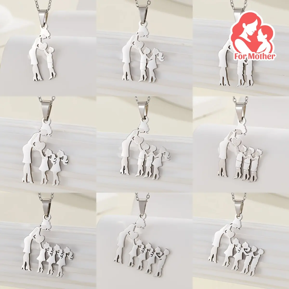 With Love from Mom - For Mother's Day, Family Necklace For Men And Women, Stainless Steel Chain Pendant Necklaces Jewelry