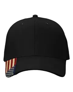 Kati Sportcap & Bag USA Flag Cap - 100% Cotton Structured Pre-Curved Visor Hook-and-Loop Patriotic Everyday Wear Hat