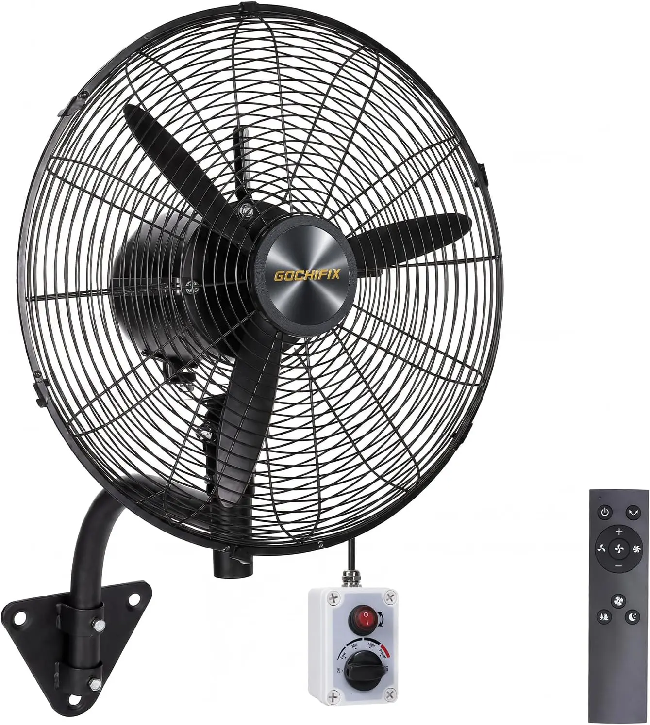 Wall Mount Fan, 18 Inch Oscillating Fan with Remote, 9-Speed & 3 Modes, High Velocity Heavy Duty IP55 Waterproof Electric Fan for Outdoor Indoor Commercial, Industrial, Residential Use