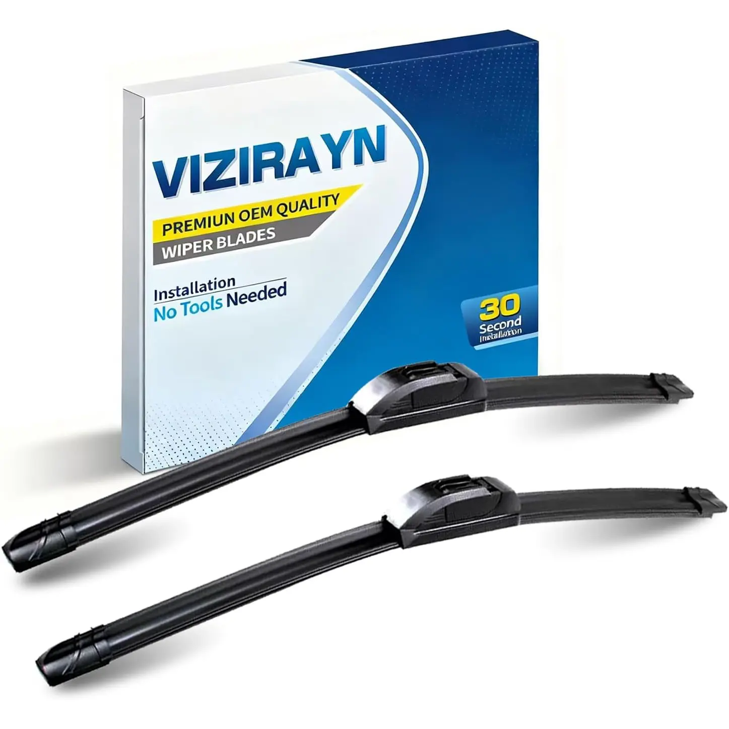 All-Season Windshield Wipers J-Hook -26"+22" Set, OEM Quality Blades with Universal Adapter for Easy Install, Delivers Quiet & Streak-Free Performance (Set of 2)
