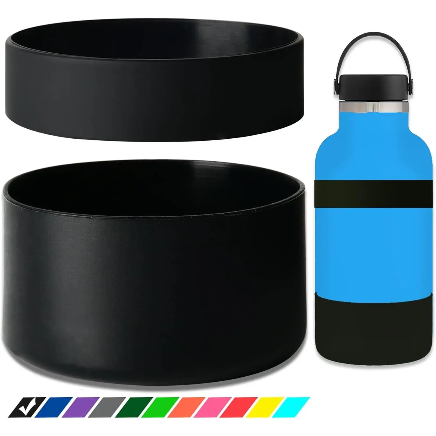 Double Protective Water Bottle Boot Compatible with Hydro Flask, Silicone Flex Boot Compatible with Hydroflask Boot, Universal Anti-Slip Bottle Sleeve, 3 Sizes to Choose