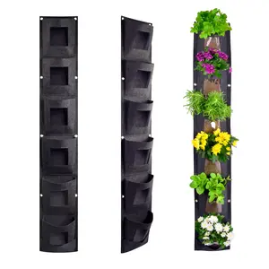 6 Pocket Vertical Grow Bag, Hanging Wall Garden Planter, Indoor Outdoor, Waterproof Reusable Breathable