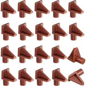 20 count Brown Shelf Pegs, 1/4 inch Plastic Shelf Pins Shelf Support Pins, Cabinet Shelf Clips Shelf Holder Pins for Bookcase Cabinets Shelves Cupboard
