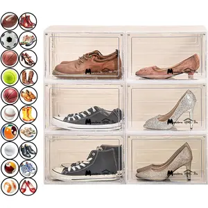 X-Large Sturdy Shoe Storage Organizer, Display Case for Nike Dunks,Jordans,yeezy,Basketball Shoes,Shoe Organizer for Closet, Clear Storage Bins 6-Pack (Clear Box, Clear Door)