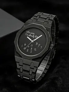 Men's Quartz Watch, Round Dial Design, Geometric Pattern, Zinc Alloy Case, Analog Display, Casual Style, Perfect Gift for Men