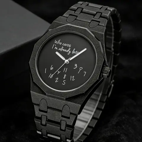 Men's Quartz Watch, Round Dial Design, Geometric Pattern, Zinc Alloy Case, Analog Display, Casual Style, Perfect Gift for Men, Casual Trendy Wristwatch