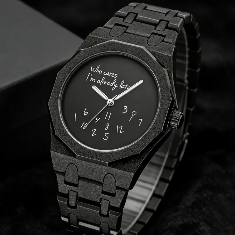 Men's Quartz Watch, Round Dial Design, Geometric Pattern, Zinc Alloy Case, Analog Display, Casual Style, Perfect Gift for Men, Casual Trendy Wristwatch