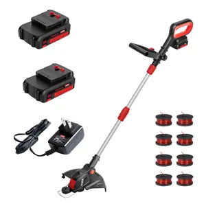 MZK 20V Battery-Powered 12” String Trimmer & Edger – Compact and Lightweight with Auto Line Feed – Comes with 8 Spools, 2 Batteries & Charger