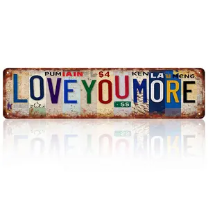 16x4 In Premium Aluminium Metal Print Sign "LOVE YOU MORE" Colorful Vintage Rustic Decorative Plaque, Durable Home Wall Art Hanging, Housewarming Gift for Living Room & Bedroom, Indoor/Outdoor Use