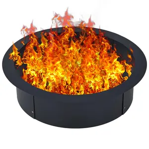 【GARVEE】Fire Pit Ring 42" & 36" Diameter Heavy Duty Steel, 42 x 36 x 10 Inches, Easy Assembly, Versatile Use, Outdoor, Backyard