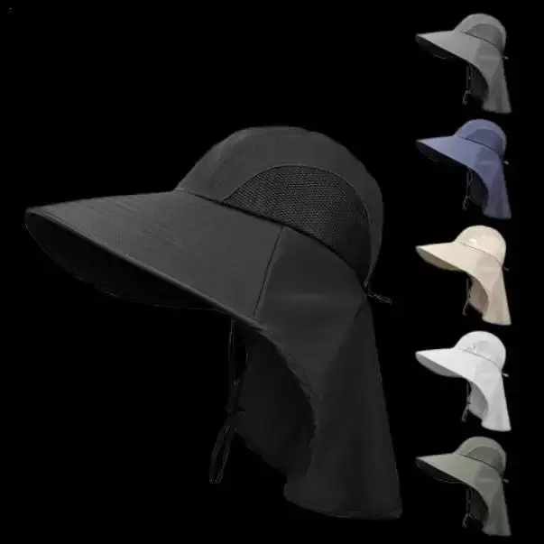 Wide Brim Sun Hat With Neck Flap For Men Women Adjustable Outdoor 50+UPF Protection Safari Cap Hiking Fishing Hat