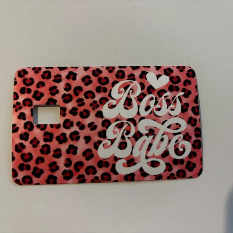 Boss Babe Set of 2 Debit Card Stickers with Cheetah Print Design