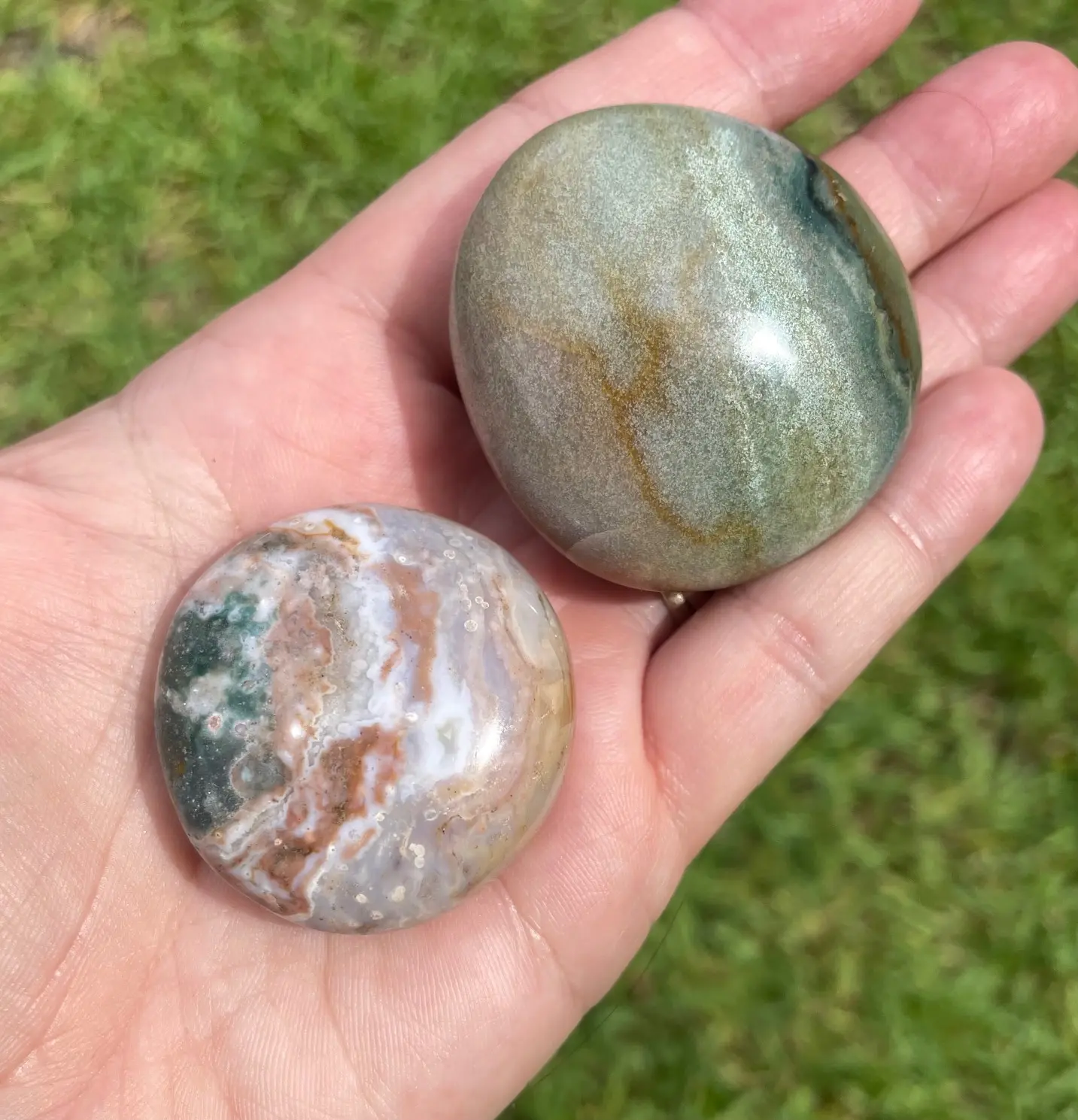 Ocean Jasper Crystal Palm Stone