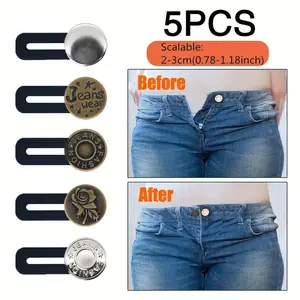 Random style pants - waist expansion gadget for jeans. Elastic waistband adjustment button that can be adjusted by pulling. Adjustable extension belt without tools. Durable Embellished