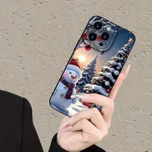 Christmas Hat Snowman Phone Case, Creative Christmas Design, Shockproof Full Protection, Fits iPhone 17/16/11/12/13/14/15/16 Pro Max/plus/air