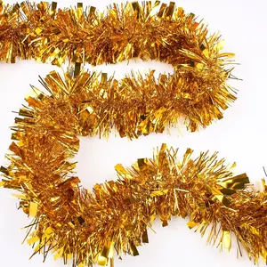 33FT Christmas Tinsel Garland, Shiny Metallic Foil Decorations for Parade Floats, Halloween, Christmas Tree,  Year Parties,Birthday Party,Indoor and Outdoor Disco Party Supplies