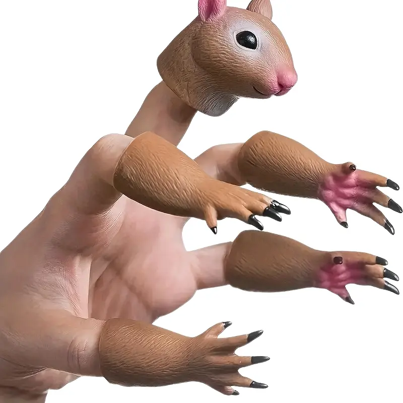 Squirrel Finger Puppet Set, Animal Wooden Puppets Theater Props, Silicone Hand Puppets, Durable, Light, Toy & Game Accessories (set of Five)