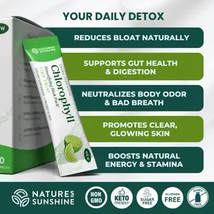 Nature's Sunshine Chlorophyll Stick Packs: Lime Twist. Your Daily Detox- Reduce Bloat, Control Odor, Clear Skin, Boost Energy, Support Digestion Nutrition Healthcare