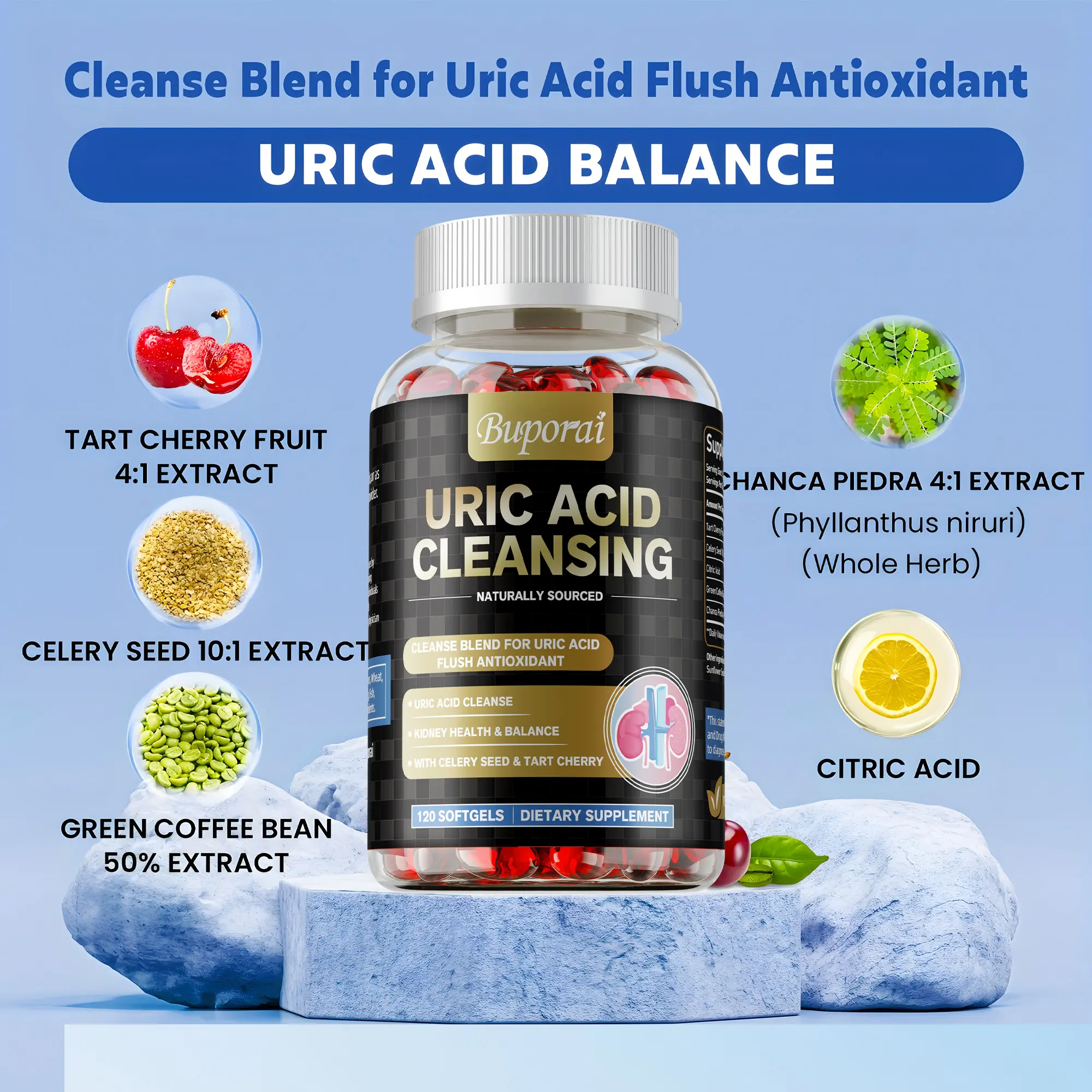 Buporai-Uric Acid Purifying Dietary Supplement Capsules
