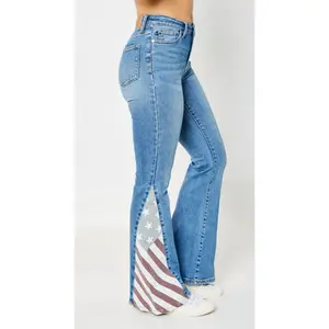 Judy Blue HIGH WAIST AMERICANA FLAG PRINT FLARE