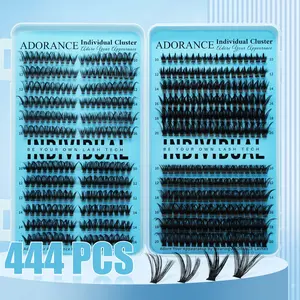 ADORANCE 444PCS Lash Clusters 4 Style Wispy Lashes, Cat 50D+60DH+80DV+100D Cluster Eyelash Extensions DIY Eyelash Extensions, Soft Natural Look False Eyelashes for Daily, Dating & Party Makeup