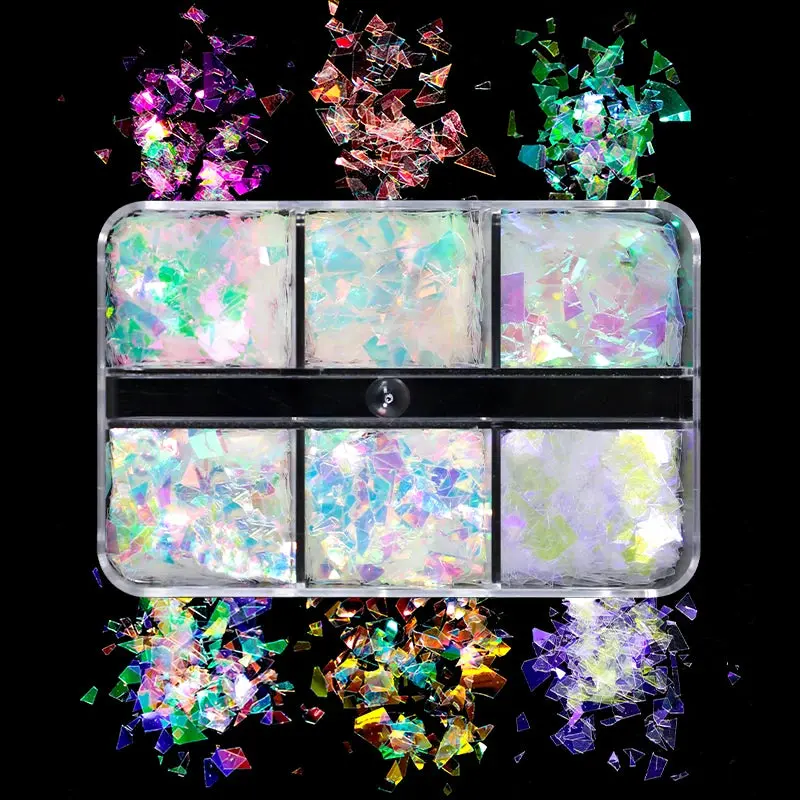 6 Grids of Iridescent Flakes- # 3 - Fairytale