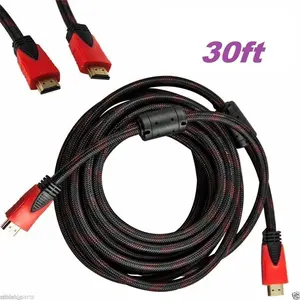 4K HDMI Cable 30 FT Braided High-Speed HDMI Cord Supports TV, Gaming, Ethernet, HDR, ARC, UHD, 3D, HDTV, 10.2 Gbps Compatible with PC, Laptop HDTV Durable Connection