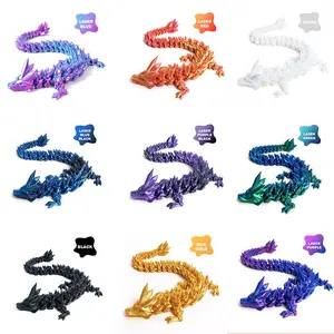 3D Printed Colorful Crystal Dragon, 1 Count Joints Moveable Desktop Model Ornament, Creative Model Toy for Home Office Desk Decor, Fidgets Toys, Home Decor Accessory