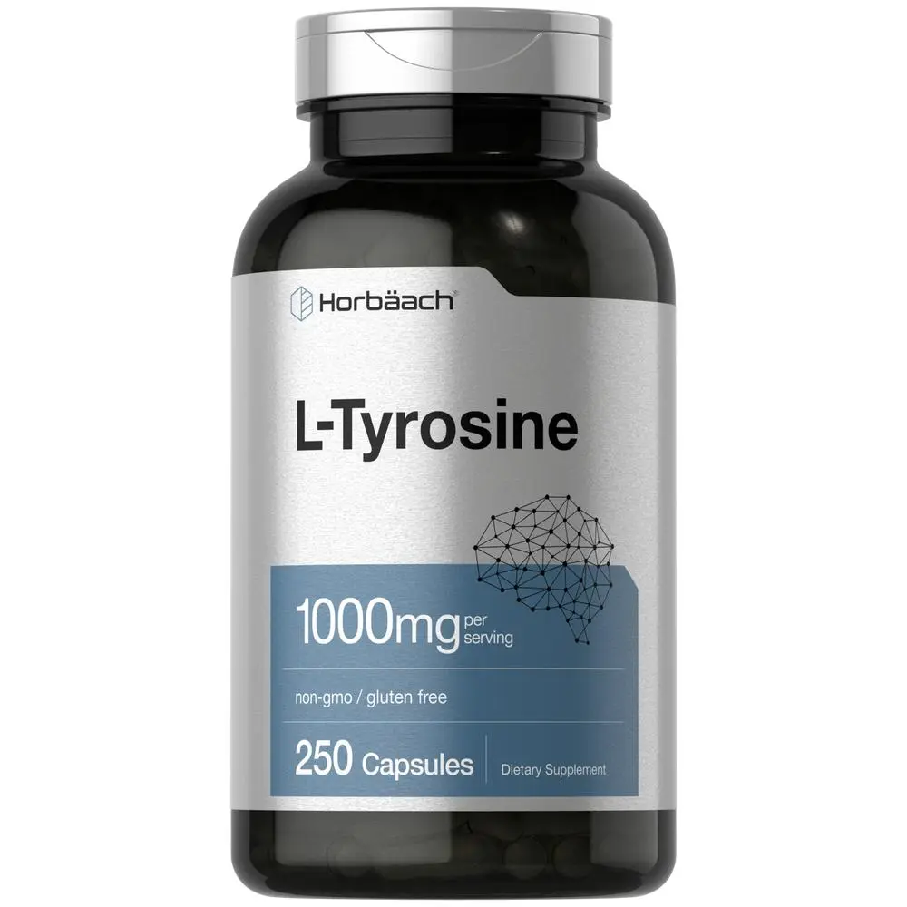 Horbäach L-Tyrosine Supplement | 1000mg | 250 Capsules | Non-GMO and Gluten Free Formula Horbäach L-Tyrosine Supplement | 1000mg | 250 Capsules | Non-GMO and Gluten Free Formula