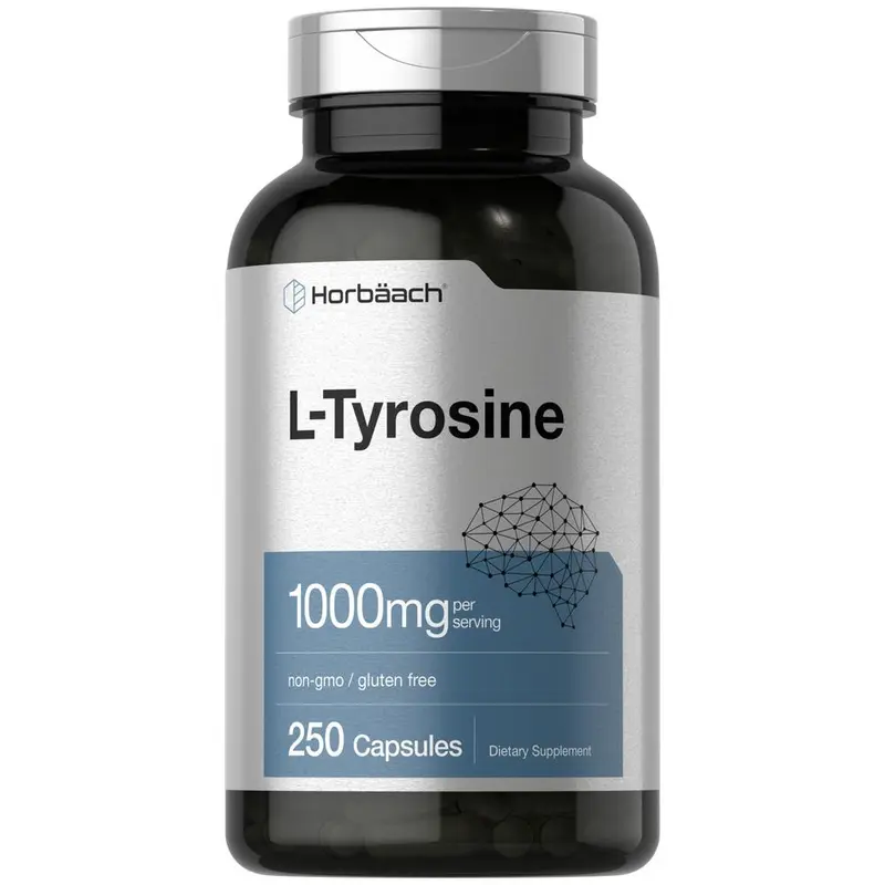 Horbäach L-Tyrosine Supplement | 1000mg | 250 Capsules | Non-GMO and Gluten Free Formula